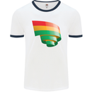 Curled Bolivia Flag Bolivian Day Football Mens Ringer T-Shirt White/Navy Blue