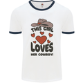 This Girl Loves Her Cowboy Mens Ringer T-Shirt White/Navy Blue