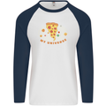 My Pizza Universe Funny Food Diet Mens L/S Baseball T-Shirt White/Navy Blue