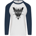 Gym Training Top Weightlifting SPQR Roman Mens L/S Baseball T-Shirt White/Navy Blue