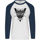 Gym Training Top Weightlifting SPQR Roman Mens L/S Baseball T-Shirt White/Navy Blue