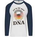 German Beer It's in My DNA Funny Germany Mens L/S Baseball T-Shirt White/Navy Blue