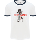 St Georges Day Knights Templar England Flag Mens Ringer T-Shirt White/Navy Blue