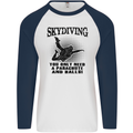 Skydiving Parachute & Balls Skydiver Funny Mens L/S Baseball T-Shirt White/Navy Blue