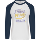 Future Mummy New Baby in Progress Pregnancy Mens L/S Baseball T-Shirt White/Navy Blue
