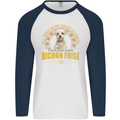 A Bichon Frise Dog Mens L/S Baseball T-Shirt White/Navy Blue