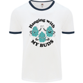Weed Hanging With My Buds Cannabis Funny Mens Ringer T-Shirt White/Navy Blue
