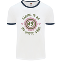 Blame It on My Hippy Soul 60s 70s Flower Power Mens Ringer T-Shirt White/Navy Blue