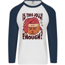 Christmas Cat Is This Jolly Enough Funny Mens L/S Baseball T-Shirt White/Navy Blue