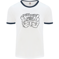 Pew Pew Pew Hands Funny Lightsaber Sci-Fi Mens Ringer T-Shirt White/Navy Blue