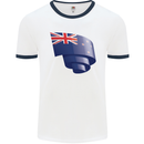 Curled New Zealand Flag Zealander Kiwi Day Mens Ringer T-Shirt White/Navy Blue