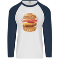 Food Your Opinion Funny Chef BBQ Cook Mens L/S Baseball T-Shirt White/Navy Blue