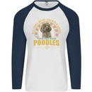A Poodle Dog Mens L/S Baseball T-Shirt White/Navy Blue