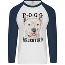 A Dogo Argentino Dog Mens L/S Baseball T-Shirt White/Navy Blue