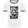 Football Its Game Day Soccer Mens Ringer T-Shirt White/Navy Blue