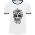 Medieval Skull Helmet Mens Ringer T-Shirt White/Navy Blue
