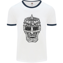 Medieval Skull Helmet Mens Ringer T-Shirt White/Navy Blue