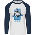 Daddy Shark Funny Father's Day Mens L/S Baseball T-Shirt White/Navy Blue