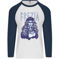 Freyja Norse Goddess Viking Valhalla Mens L/S Baseball T-Shirt White/Navy Blue