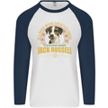 A Jack Russell Dog Mens L/S Baseball T-Shirt White/Navy Blue