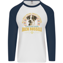 A Jack Russell Dog Mens L/S Baseball T-Shirt White/Navy Blue