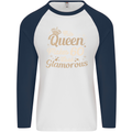 60th Birthday Queen Sixty Years Old 60 Mens L/S Baseball T-Shirt White/Navy Blue