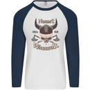 Nordic Warrior Viking Skull Mens L/S Baseball T-Shirt White/Navy Blue