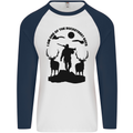 Buckstreet Boys Funny Hunting Hunter Mens L/S Baseball T-Shirt White/Navy Blue