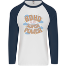 ADHD is My Superpower Mens L/S Baseball T-Shirt White/Navy Blue