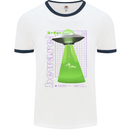 Alien Abducted Cow UFO Farmer Farming Mens Ringer T-Shirt White/Navy Blue