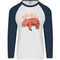 Red Panda My Spirit Animal Mens L/S Baseball T-Shirt White/Navy Blue