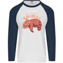 Red Panda My Spirit Animal Mens L/S Baseball T-Shirt White/Navy Blue