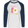 Don't Go Bacon My Heart Mens L/S Baseball T-Shirt White/Navy Blue