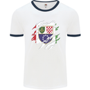 Torn Bosnia and Herzegovina Flag Day Football Mens Ringer T-Shirt White/Navy Blue
