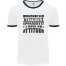 Teacher Attitude Funny Teaching Games PE Geography Mens Ringer T-Shirt White/Navy Blue