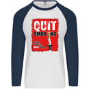 Quit Smoking Before Your Life Quits on You Mens L/S Baseball T-Shirt White/Navy Blue