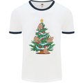 Sloth Christmas Tree Xmas Mens Ringer T-Shirt White/Navy Blue