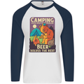 Camping Solves Most of My Problems Funny Mens L/S Baseball T-Shirt White/Navy Blue