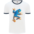 A Cool Frog Climbing Up Mens Ringer T-Shirt White/Navy Blue