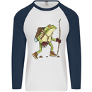 Trekking Hiking Rambling Frog Toad Funny Mens L/S Baseball T-Shirt White/Navy Blue