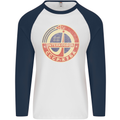 INTERKOSMOS Logo CCCP  Soviet Space USSR Mens L/S Baseball T-Shirt White/Navy Blue