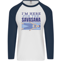 Funny Yoga Im Here For the Savasana Mens L/S Baseball T-Shirt White/Navy Blue