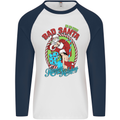 Christmas Bad Santa Funny Xmas Mens L/S Baseball T-Shirt White/Navy Blue