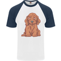 A Dachshund Puppy Dog Mens S/S Baseball T-Shirt White/Navy Blue