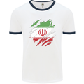 Torn Iran Flag Iranian Day Football Mens Ringer T-Shirt White/Navy Blue