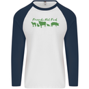 Animals Are Friends Not Food Vegan Mens L/S Baseball T-Shirt White/Navy Blue