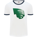Curled Saudi Arabia Flag Arabian Day Football Mens Ringer T-Shirt White/Navy Blue