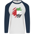 Torn UAE Flag Day Emirati Day Football Mens L/S Baseball T-Shirt White/Navy Blue