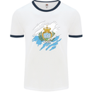 Torn San Marino Flag Sammarinese Day Football Mens Ringer T-Shirt White/Navy Blue
