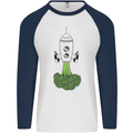 Smoked Broccoli Mens L/S Baseball T-Shirt White/Navy Blue